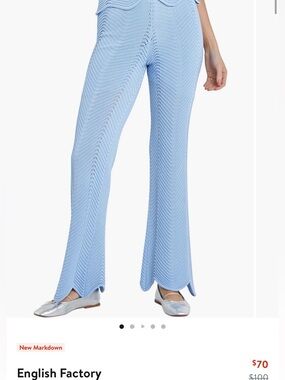 English Factory Powder Blue Knit Wide-Leg Pants